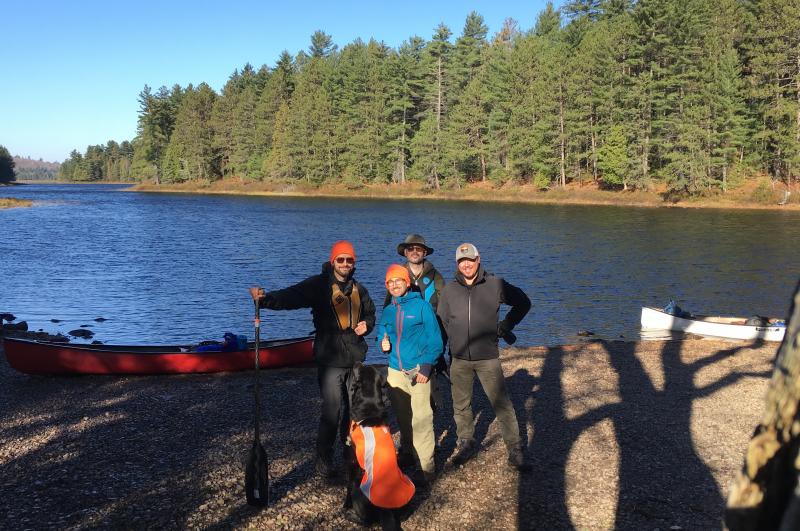 Professor Camille Gómez-Laberge, pictured with his childhood friends on a canoe camping trip in Canada.