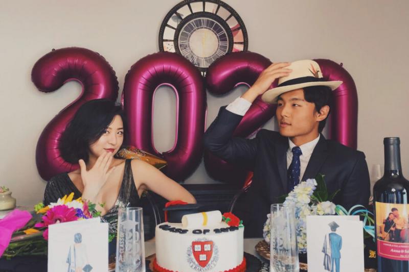 Anna and Myungin Lee celebrated their graduation with a party at home in New York.