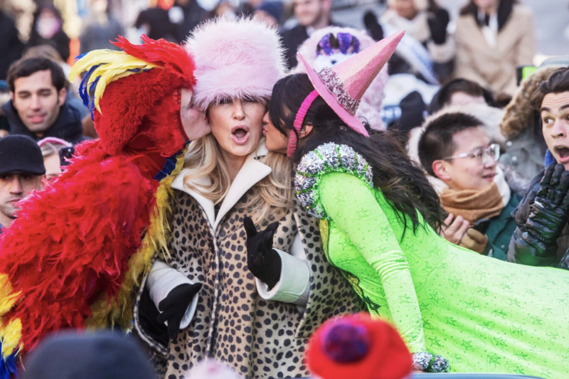With temperatures in the teens, Hasty Woman of the Year Jennifer Coolidge let things heat up during Saturday's parade down Mass Ave