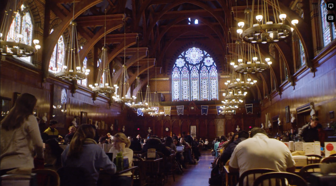 Interior of Annenberg Hall filled with students