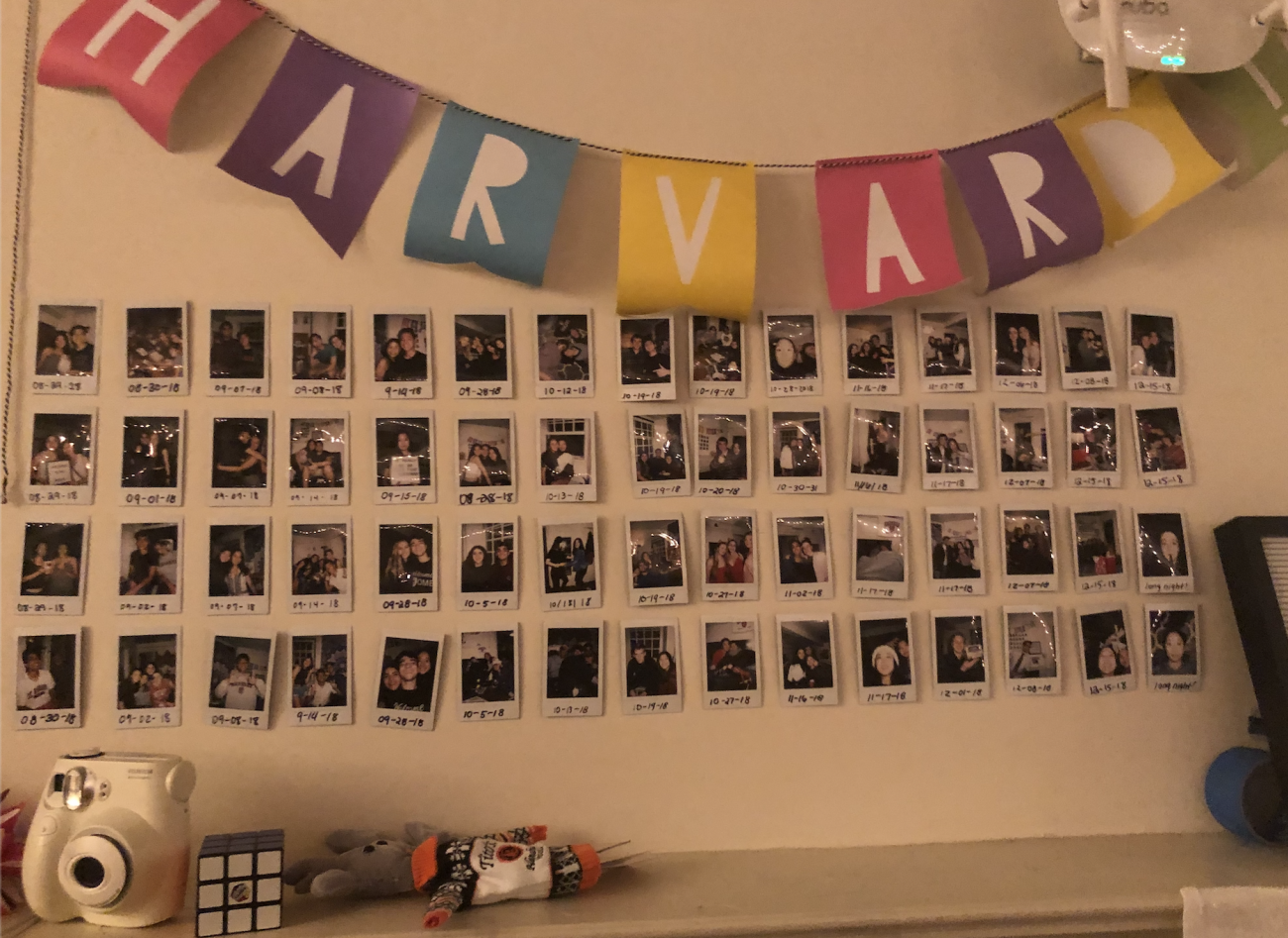 wall of Polaroid photo collage