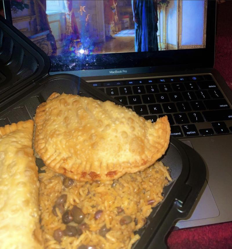 Chicken and cheese empanadas and rice and beans from the Pull-Up LLC