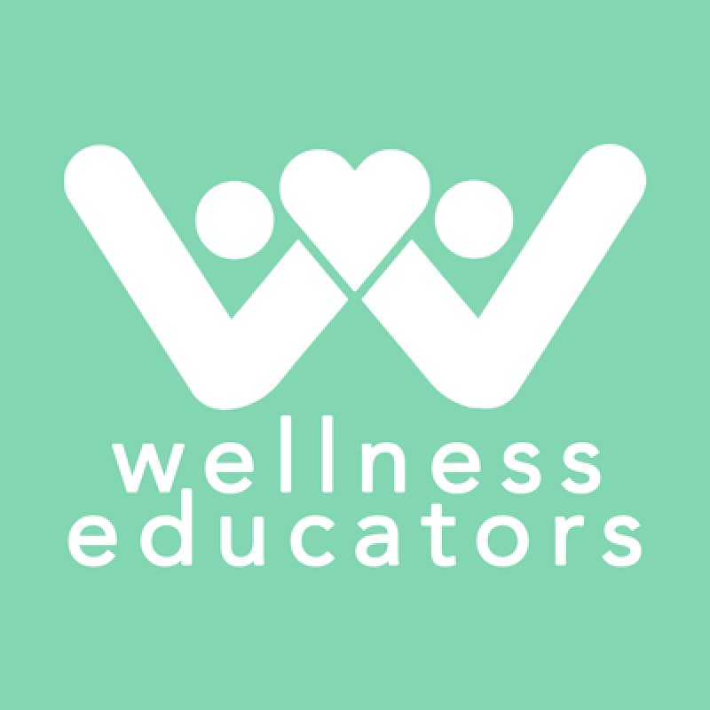 Wellness Educators Logo with green background and white text saying "wellness educators"