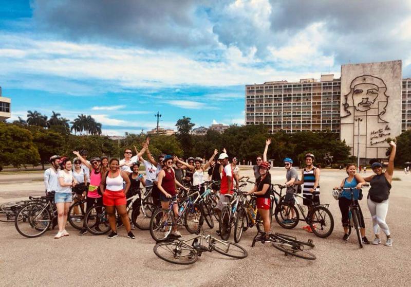 student classmates after a bike tour of Havana