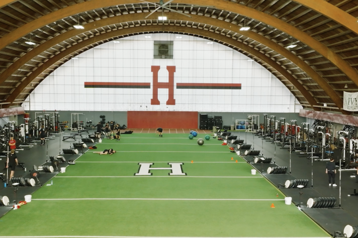 Students working out in the Harvard Athletics gym