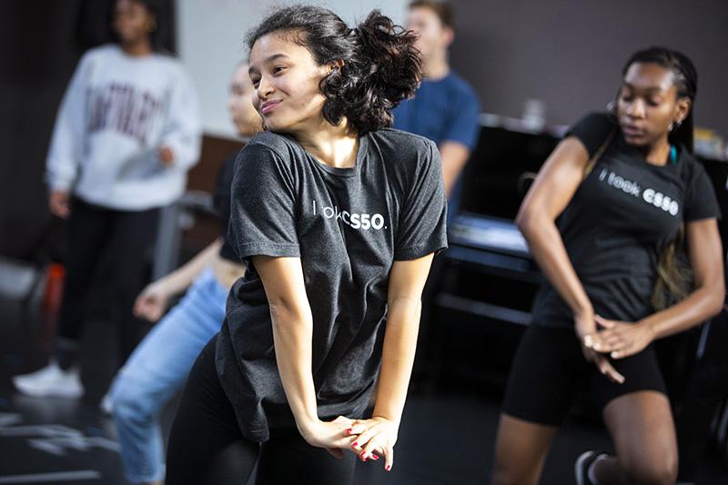 Aysha Upchurch teaches “Hip Hop Dance: Exploring the Groove and the Movement Beneath and Beyond the Beat” in Farkas Hall