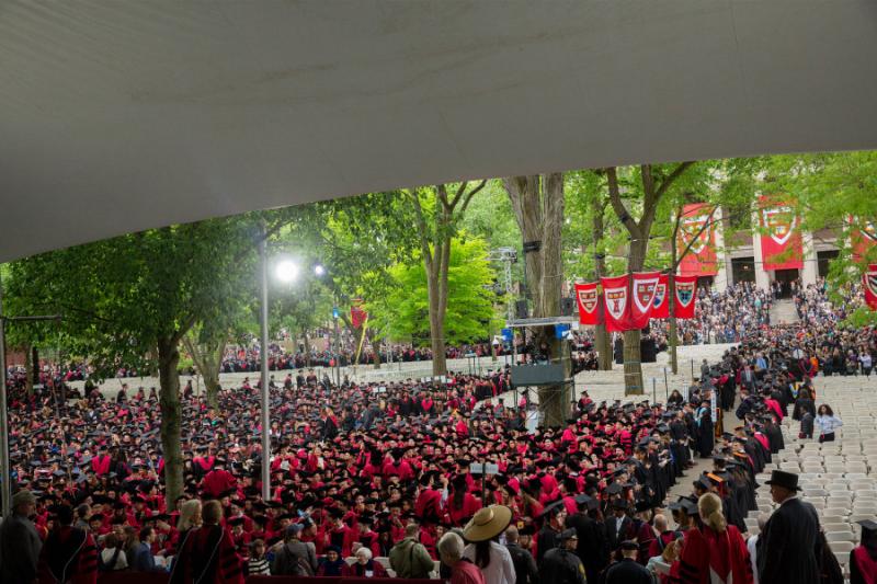 Harvard graduates gathered in the Tercentenary Theatre for the Commencement ceremony.