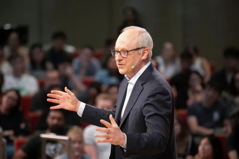 Michael Sandel led a virtual discussion on ethics.