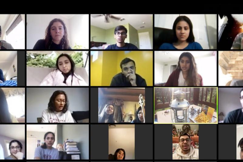 Members of Harvard Dharma continue to worship and socialize weekly, now through Zoom.