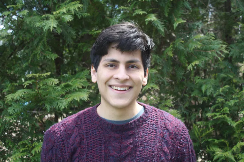 For four years, Jordan Villegas '20 participated in the Radcliffe Research Program. He is pictured here at his parents' home in Cicero, N.Y.
