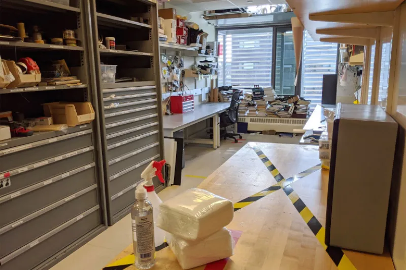 The Harvard Biodesign Lab is empty in order for members of the lab to read, think, and discuss racial inequities.