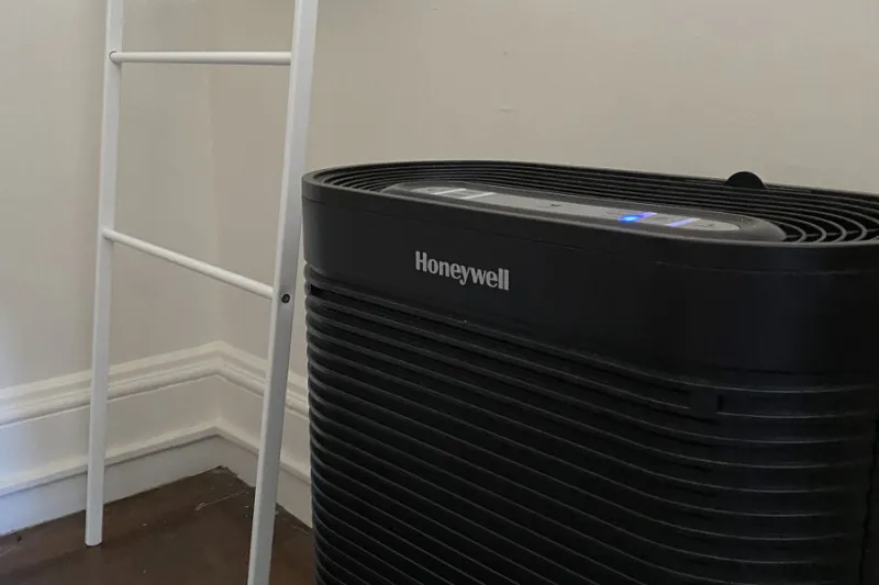 This Honeywell HEPA filter is in Charlotte Moses' Cabot House (Whitman Hall) dorm room. “I keep it on the ‘germ’ or ‘turbo’ setting all day and all night,” she said.