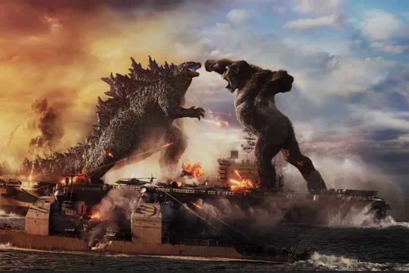 Godzilla battles King Kong in “Godzilla vs. Kong.”