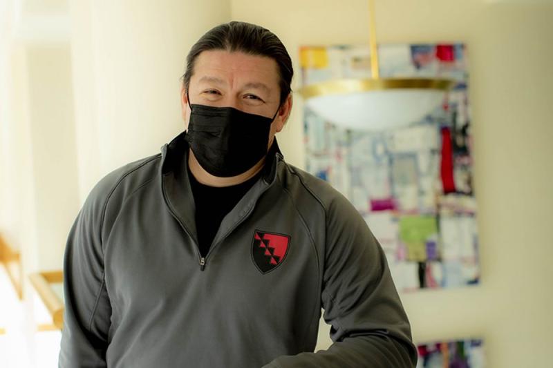 Donning a different piece of Pfoho garb from his vast collection, Mario Leon posts to Instagram to stay connected with the students.