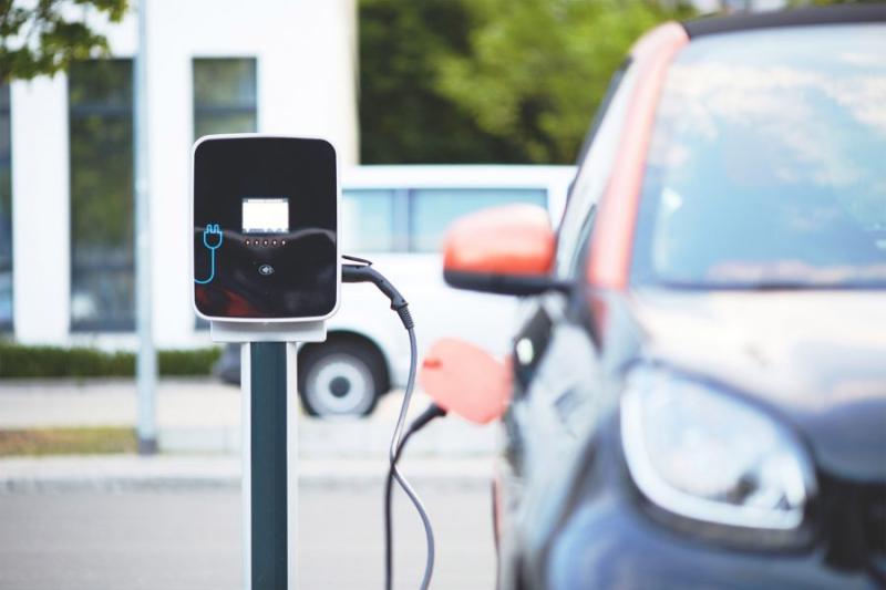 An electric car charging.