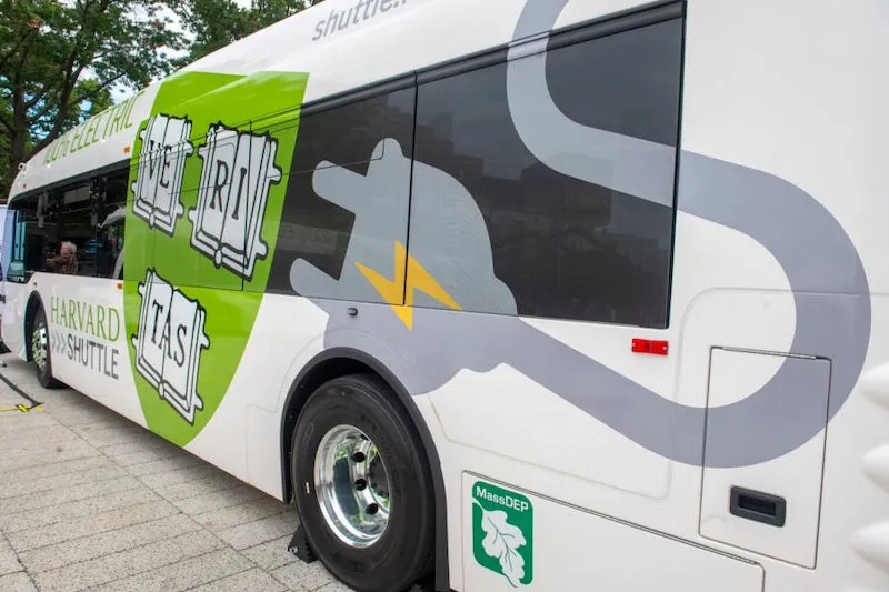 One of the new electric buses, which now represent 30 percent of the University's fleet.