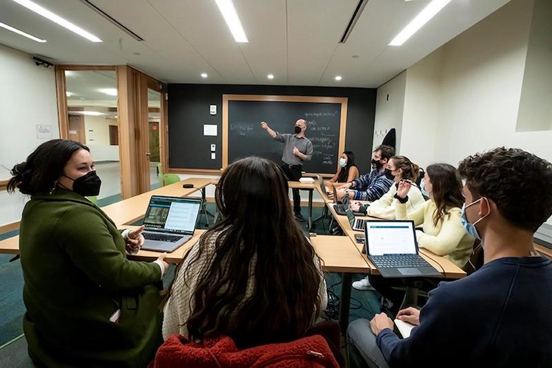 Nahuatl language study group meets at Swartz Hall under the guidance of Ben Leeming, a historian who specializes in Mesoamerican ethnohistory.
