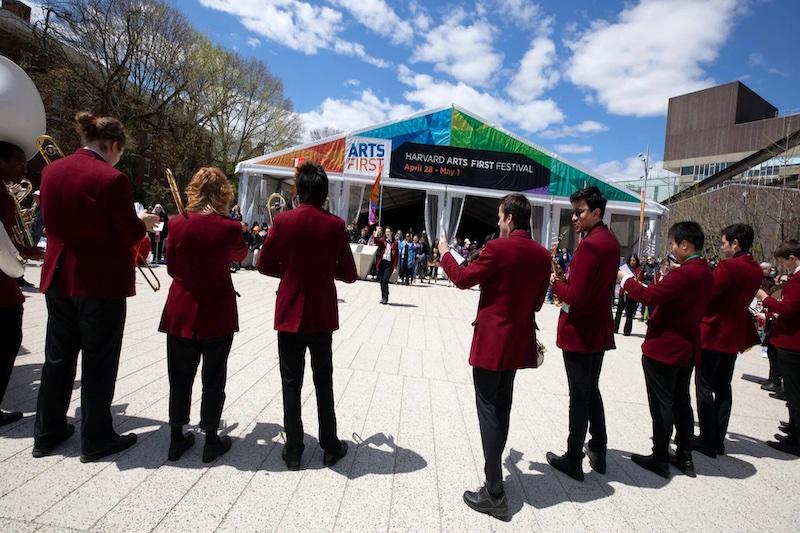Harvard University’s Arts First Festival spanned four days and a multitude of performances and public art demonstrations. The Harvard University Band performs in the Science Center Plaza.