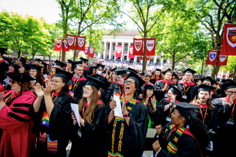 graduating seniors in Harvard Yard