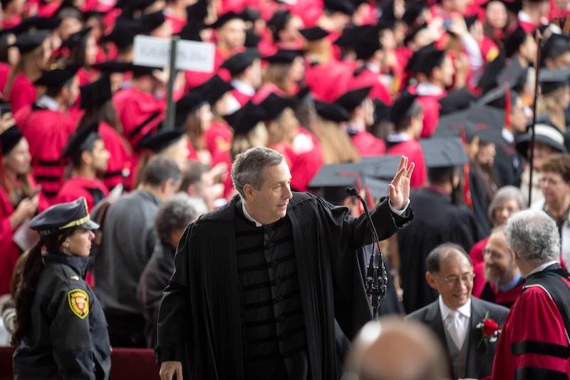 Harvard President Larry Bacow at Commencement in 2019.