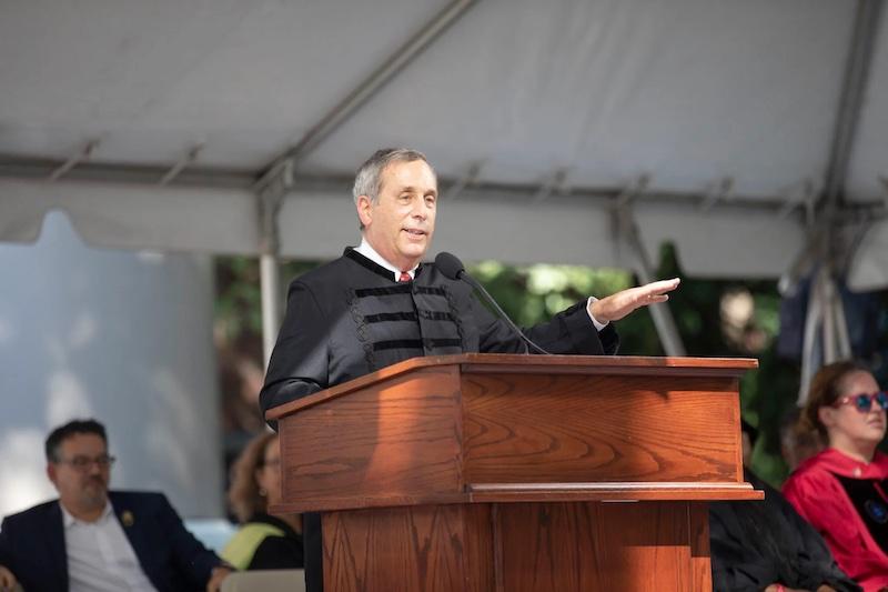 “Our job is to prepare you for the world you will inhabit when you leave this yard,” President Larry Bacow told first-year students filling Tercentenary Theatre.