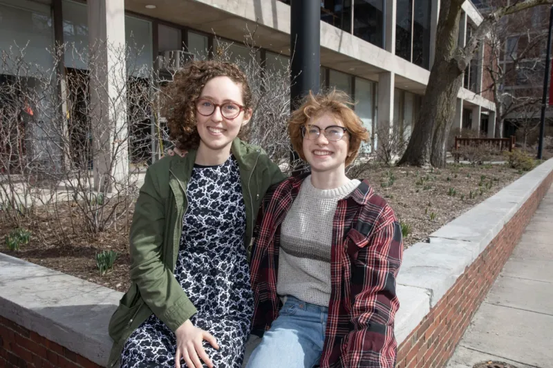 “I use the word ‘kindred spirits’ sometimes to talk about us,” Aeden Marcus (left) said about Quincy House roommate Al Bilski.