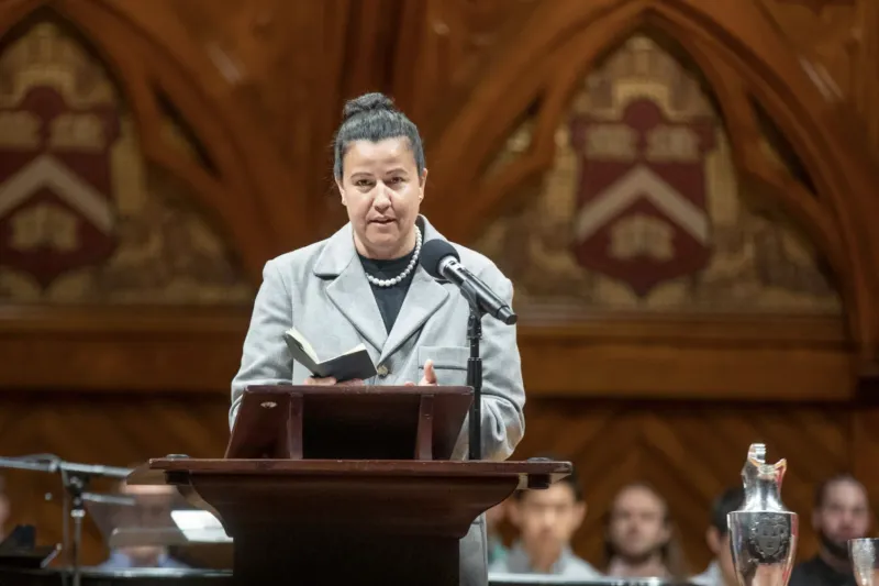 “One of the most important gifts poetry has given me is that it’s taught me that the ordinary is extraordinary,” said Natalie Diaz, speaking during the Phi Beta Kappa Literary Exercises.