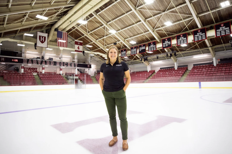 Coach Laura Bellamy at the Bright-Landry Ice Hockey Center.