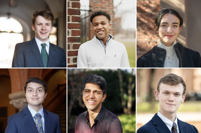 Alexander Dyer [clockwise from top left], Ronald "Trey" Sullivan III, Eleanor Wikstrom, Richard Allen, Simar Bajaj, and Sarosh Nagar.