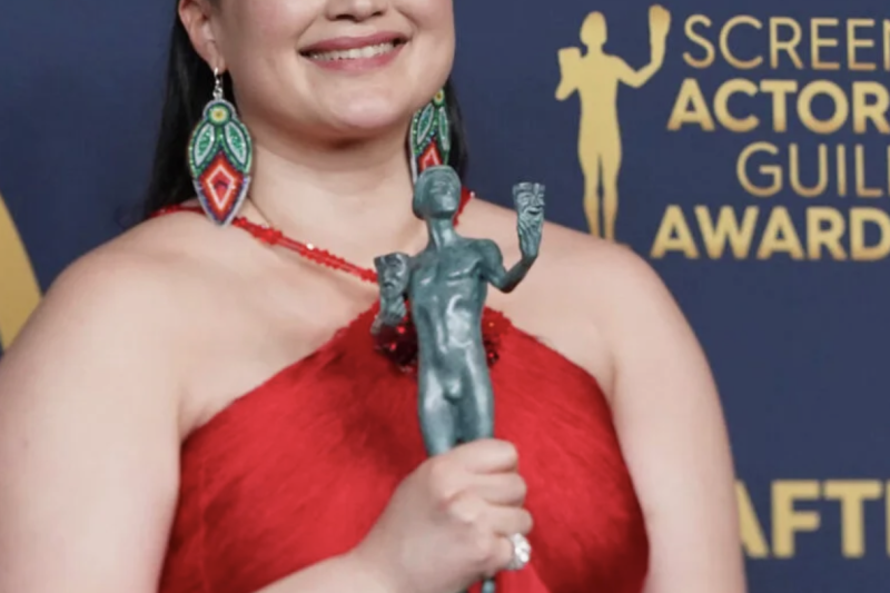 Lily Gladstone makes history last month as the first Native American to win Best Actress at the Screen Actors Guild Awards.