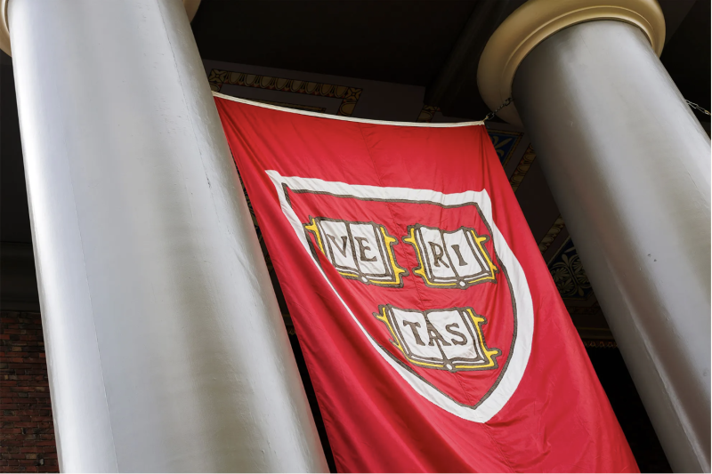 Harvard Banner on Memorial Church 