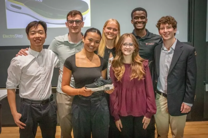 ElectroStep team members Jerry Li, Viktor Bokisch, Kiyana Gallagher, Josefina Biernacki, Leah Lourenco, Ashley Redhead and Andrew Morrissey.