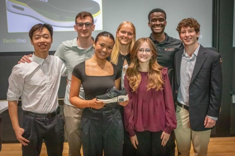 ElectroStep team members Jerry Li, Viktor Bokisch, Kiyana Gallagher, Josefina Biernacki, Leah Lourenco, Ashley Redhead and Andrew Morrissey.