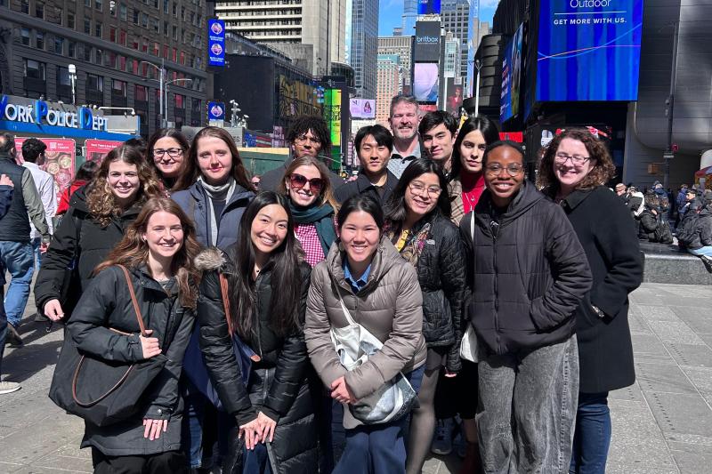 The group outside in Times Square.