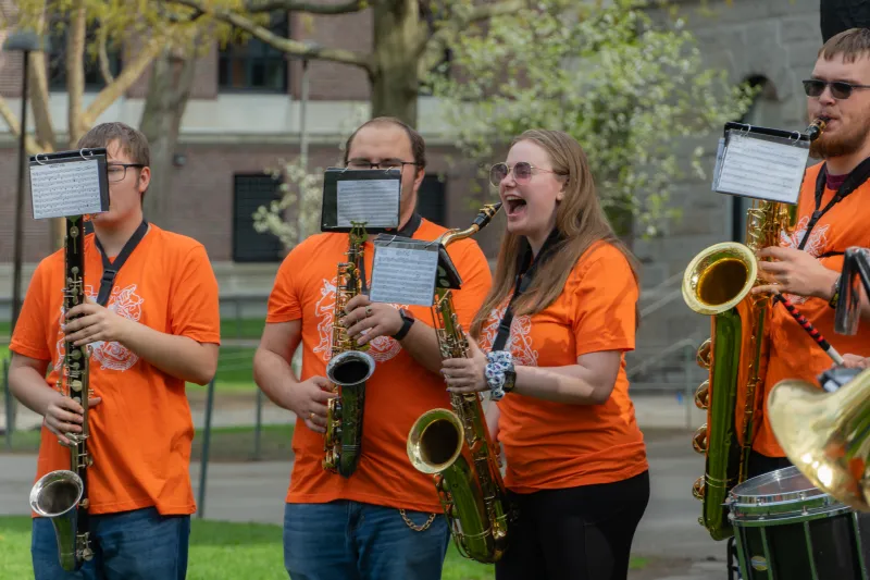 The Harvard University Band in Harvard Yard. 