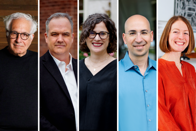 A collage of 5 new Harvard professors.