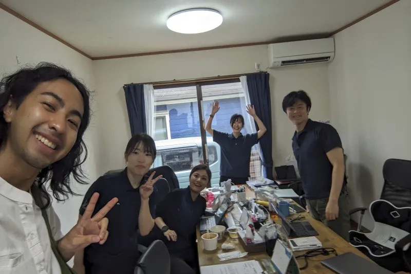 Kai Wong '26 (left) and the home care team in Shiroishi, Japan.