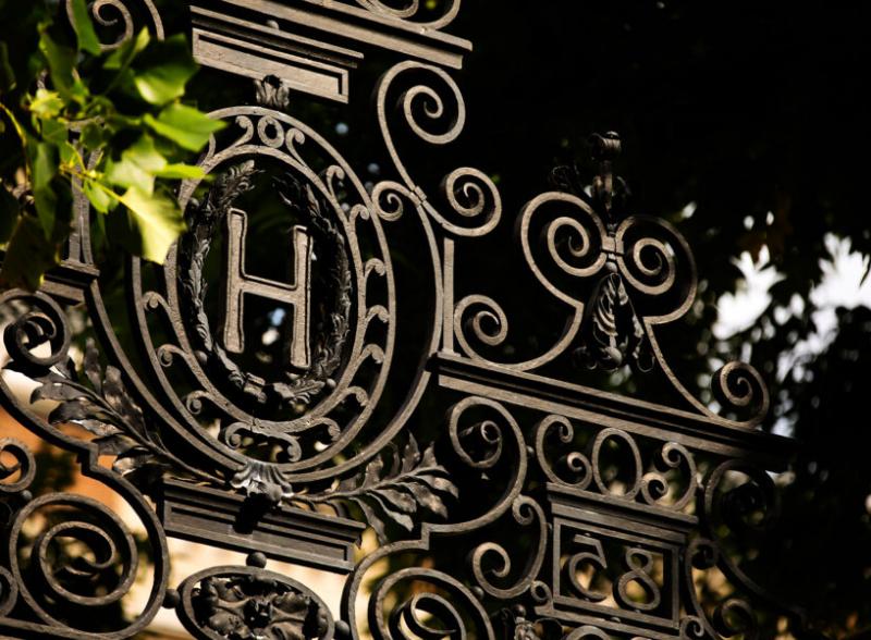A photo of a Harvard gate.