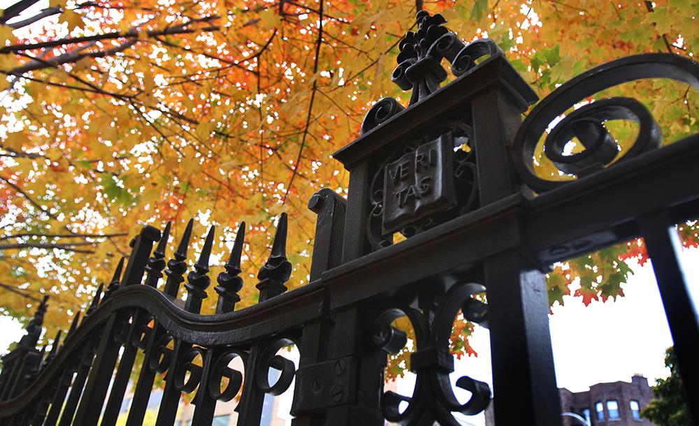 Gates of Harvard Yard in autumn