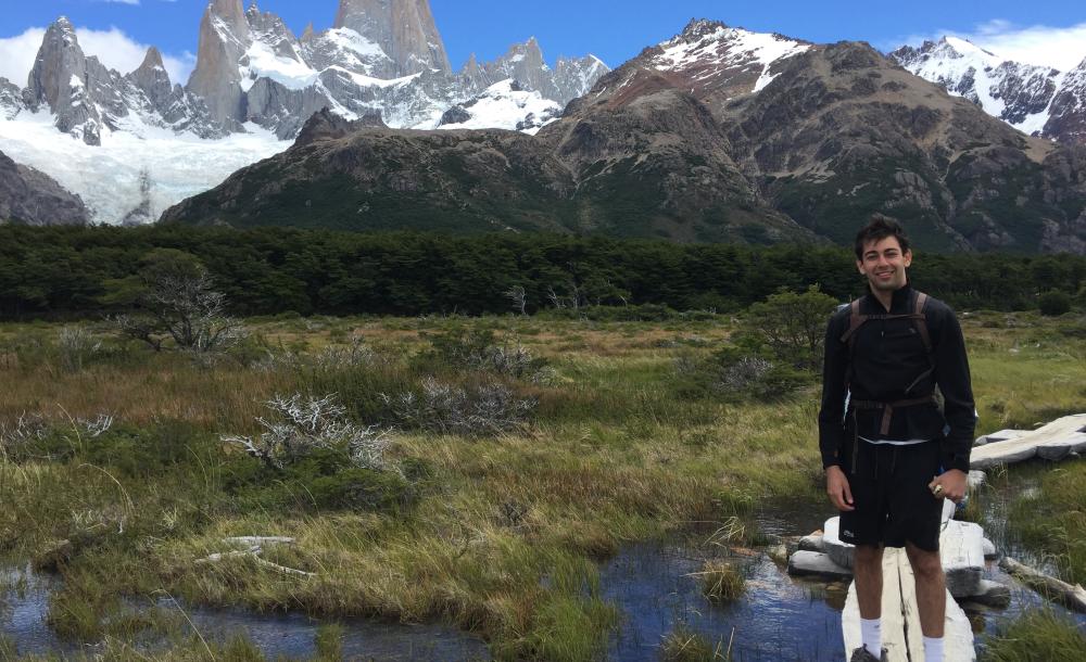 A boy hiking in Argentina