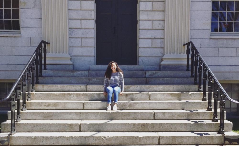 Girl sitting on steps 