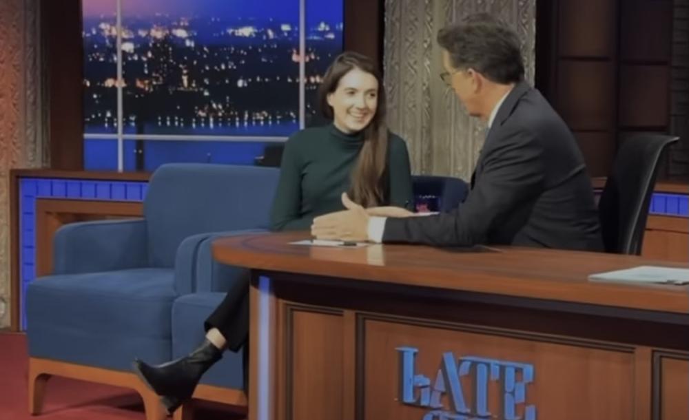 Carly Hillman '15 with Stephen Colbert