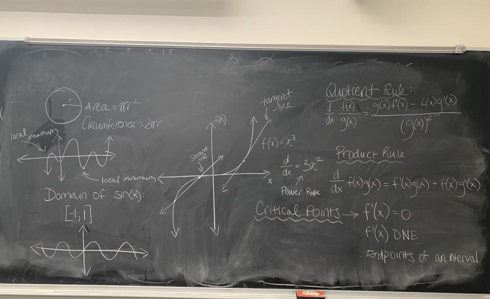 A chalkboard full of math in the Science Center
