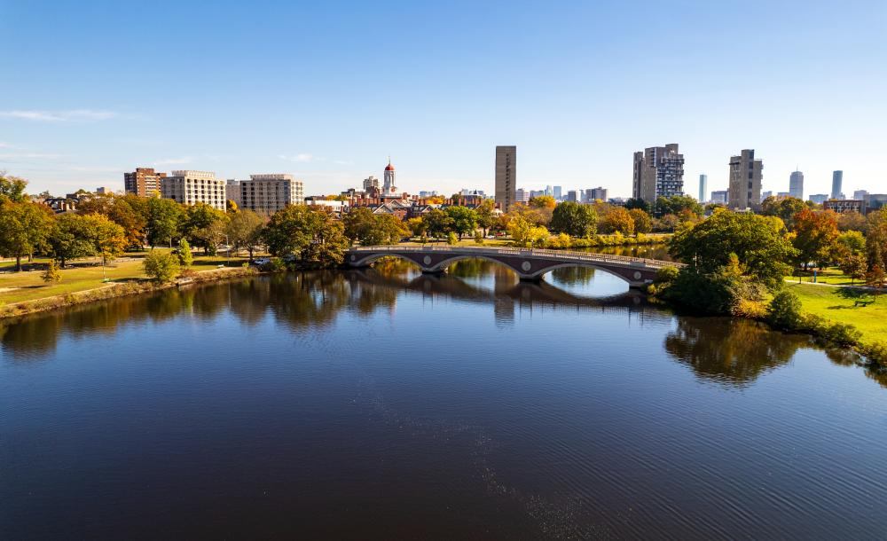The Charles River with the John Weeks Bridge and Dunster House