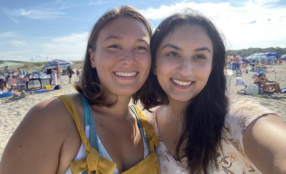 Hana Rehman and her roommate at the beach. 