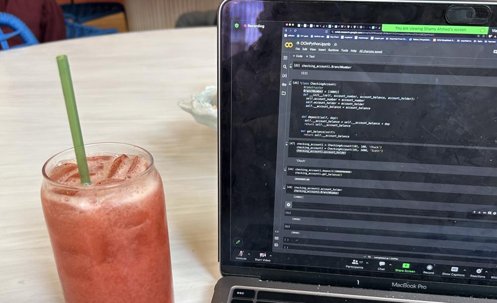 Learning to code in Python with a iced tea from Life Alive Cafe