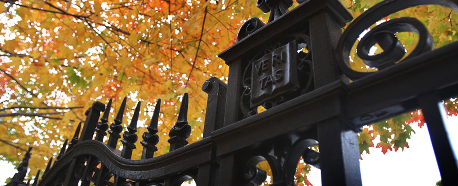 Gates of Harvard Yard in autumn