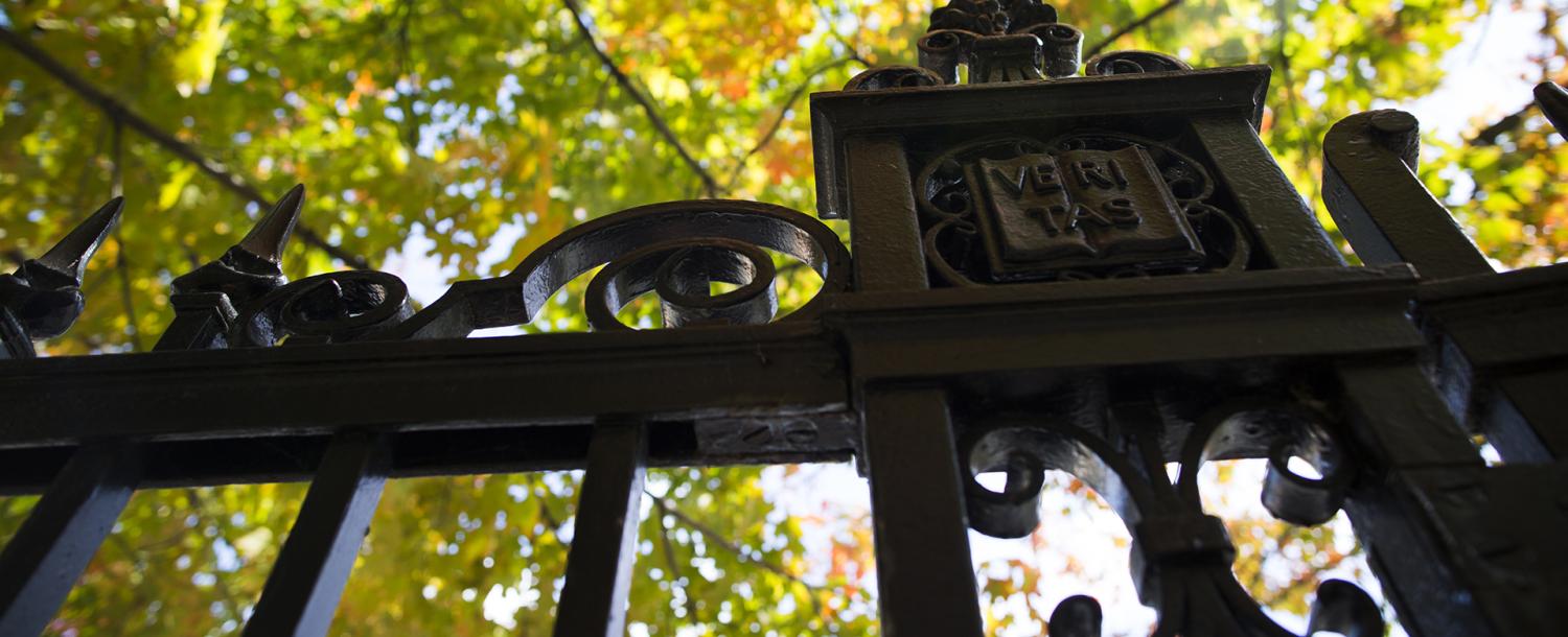 close up of Harvard gates