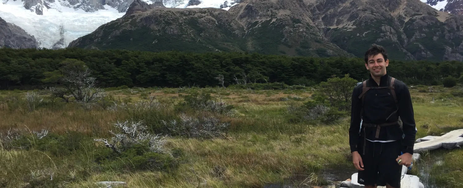A boy hiking in Argentina