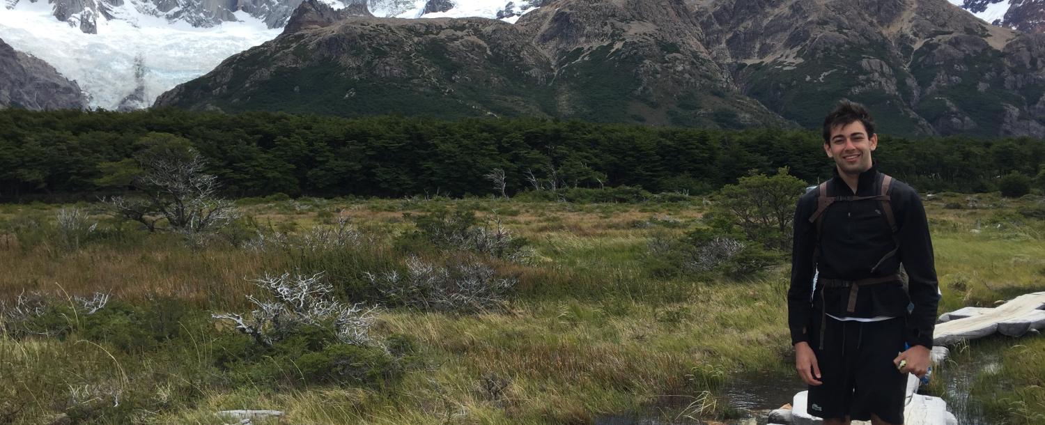 A boy hiking in Argentina